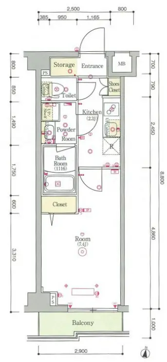 スカイコートグレース新宿中落合 2階階 間取り