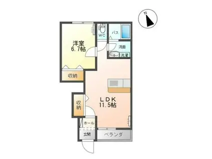 CREA(1LDK/1階)の間取り写真