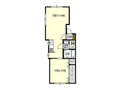 イーストタウンA(1LDK/1階)の間取り写真