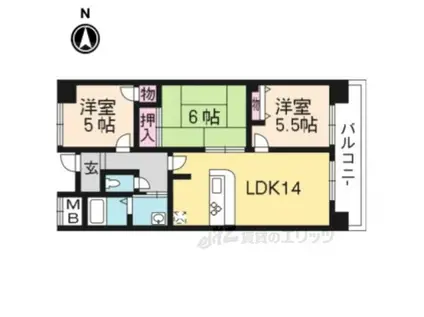 サンロイヤル栗東(3LDK/3階)の間取り写真