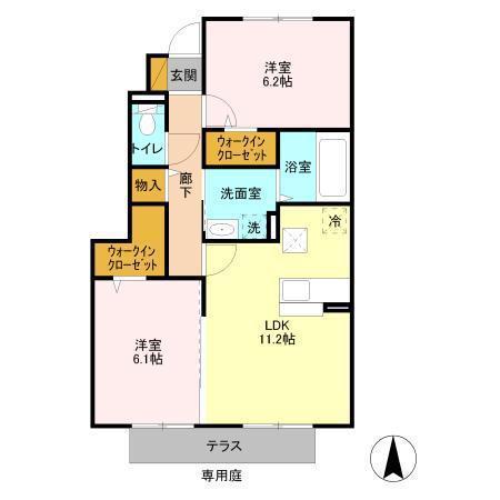 山王NTステージB(2LDK/1階)の間取り写真