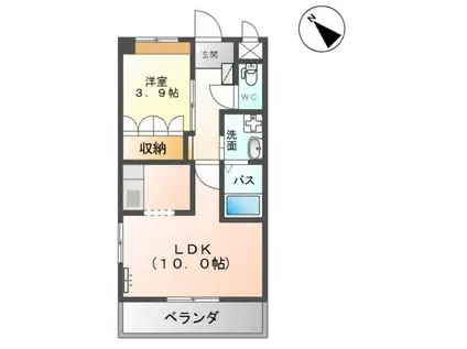 カレント中央 1LDK(1LDK/2階)の間取り写真