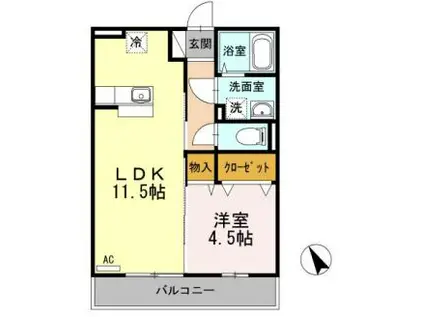 ローゼスポート港町B(1LDK/3階)の間取り写真