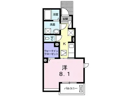 ラ・フォーレVII(1K/1階)の間取り写真