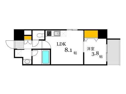 S-RESIDENCE宇品5丁目II(1LDK/4階)の間取り写真