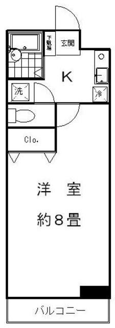 幸風マンション(1K/1階)の間取り写真