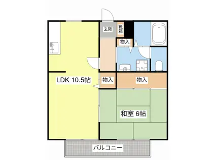 Kフルール(1LDK/2階)の間取り写真