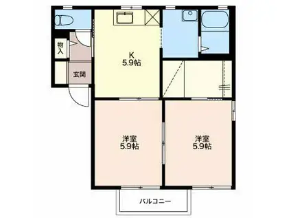 フォーレスフクシマ(2K/1階)の間取り写真