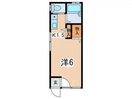 三ツ沢パークサイド(1K/1階)の間取り写真