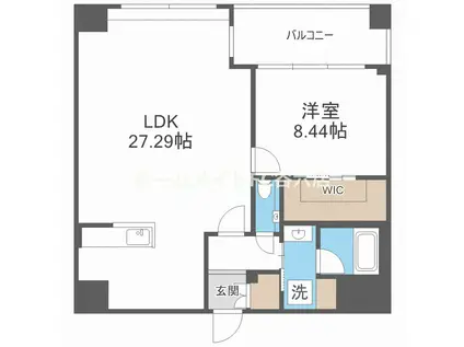 VINOプレジオ本町(1LDK/15階)の間取り写真