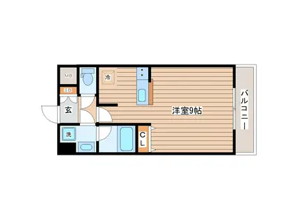 ヴィアーレ八幡三丁目(ワンルーム/2階)の間取り写真