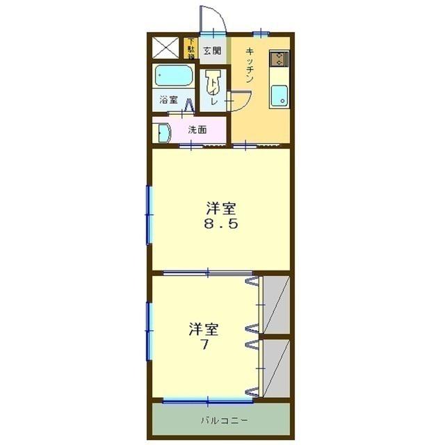 フォレスト壱番館(1LDK/2階)の間取り写真