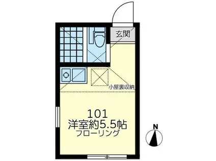 ユナイト本牧カンパリ・ペリエ(ワンルーム/1階)の間取り写真