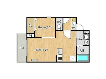 ジーメゾン伊勢原カエルム(1LDK/3階)の間取り写真