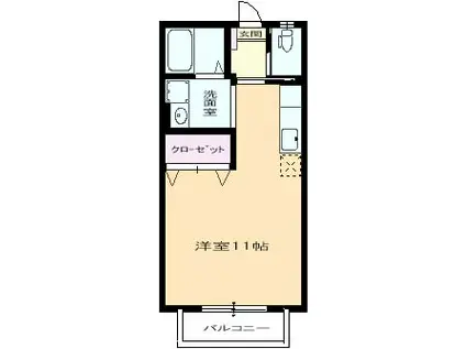 アリオン(ワンルーム/1階)の間取り写真