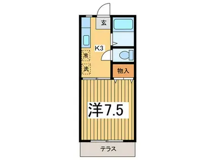 グランビア(1K/1階)の間取り写真