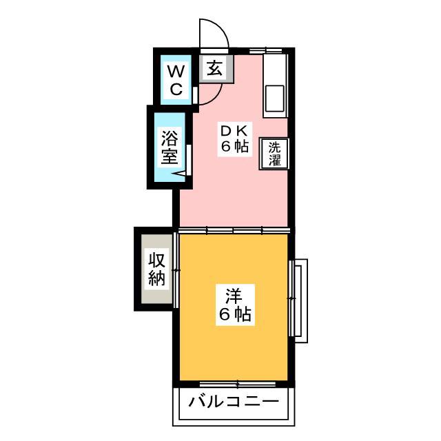 富士荘(1DK/2階)の間取り写真