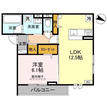 プリュニエ(1LDK/2階)の間取り写真