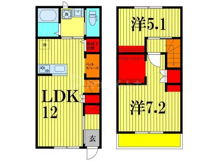 IRIE PAWS(2LDK/1階)の間取り写真