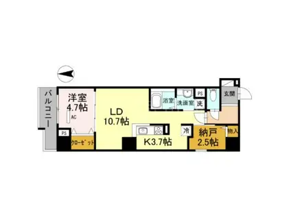 CALMTREE上町台(1SLDK/2階)の間取り写真