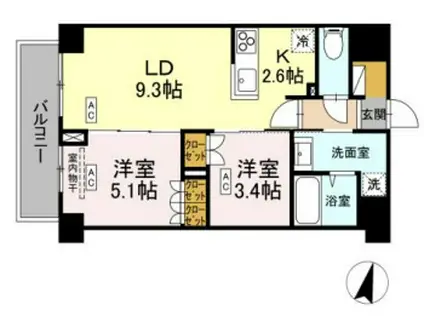 ロイジェント西新井(2LDK/1階)の間取り写真