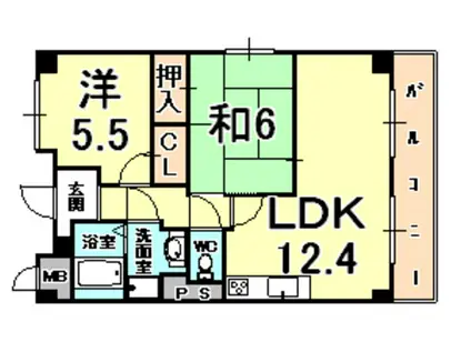 エール甲南(2LDK/4階)の間取り写真