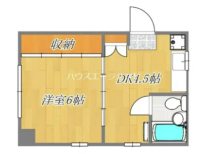 サンライフ鈴木(1DK/4階)の間取り写真