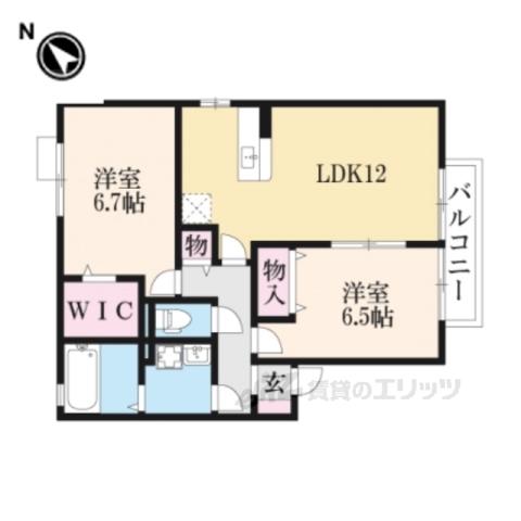 ルミエール南生駒Ⅱ(2LDK/2階)の間取り写真