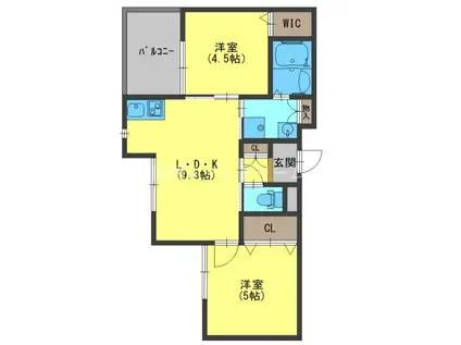 クリエオーレ桜園 II(2LDK/1階)の間取り写真