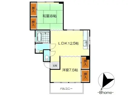 呉日興マンション(2LDK/5階)の間取り写真
