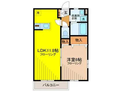 メゾン・グローリエ(1LDK/2階)の間取り写真