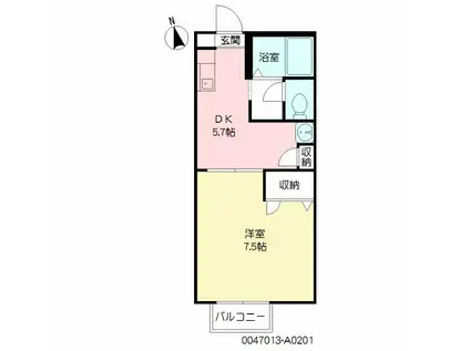 グリーンヒルハイツ(1DK/2階)の間取り写真