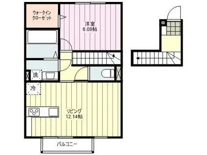 グランソレイユ(1LDK/2階)の間取り写真