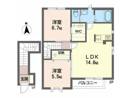 メゾンマスト向中野A(2LDK/2階)の間取り写真