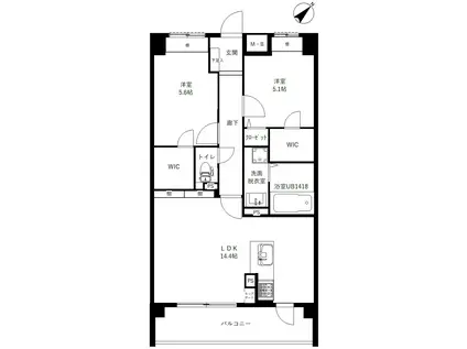 ソルカーサ(2LDK/6階)の間取り写真