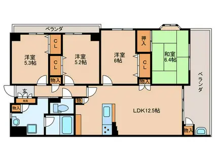 ヒューマインド須玖(4LDK/3階)の間取り写真