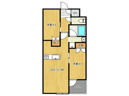 三栄ハイツ7(2LDK/2階)の間取り写真