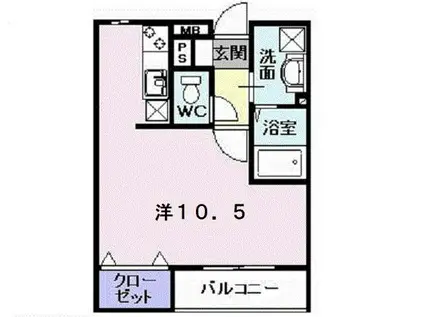 カーサ・プラシード(ワンルーム/1階)の間取り写真