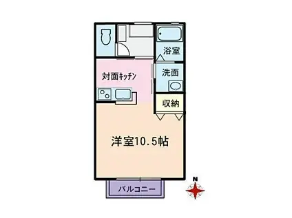 プロミネンス(ワンルーム/2階)の間取り写真