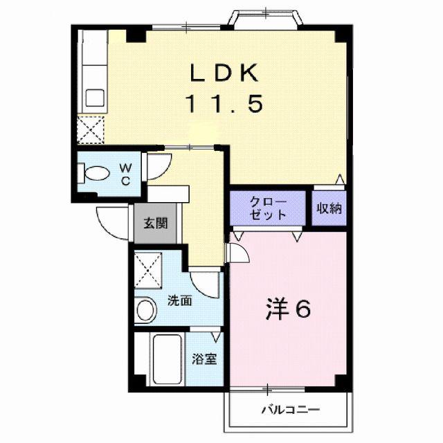 グリーンハイツB(1LDK/1階)の間取り写真