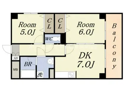 コートダジュール(2DK/8階)の間取り写真