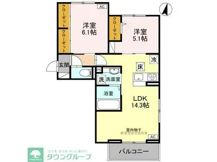 LUNA(2LDK/2階)の間取り写真