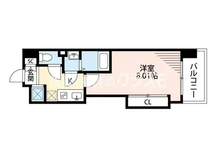 LUXE難波西II(1K/12階)の間取り写真