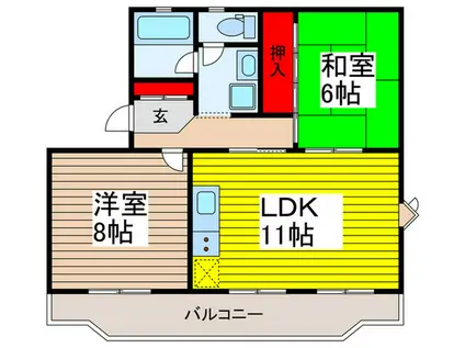 グレースYAMAZAKI(2LDK/3階)の間取り写真