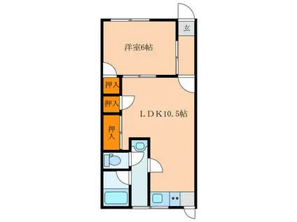 ヴィレッタ草江(1LDK/1階)の間取り写真