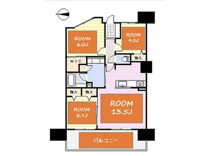 アビタス舎人テラス(3LDK/4階)の間取り写真