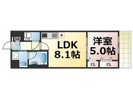 サン シエロ東今里(1LDK/7階)の間取り写真