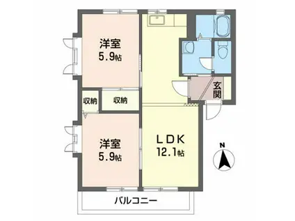 フラッツBAY(2LDK/2階)の間取り写真