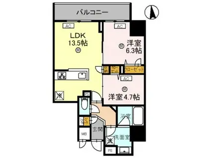 MAISON DE AZURE(2LDK/9階)の間取り写真