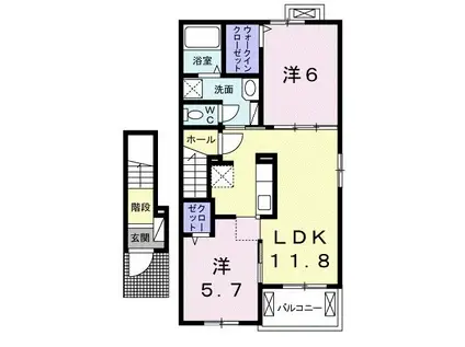 セレーノ(2LDK/2階)の間取り写真